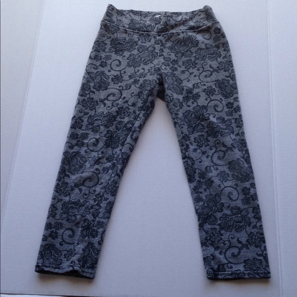 Justice Gray Flower Pattern Kids Capris Pants
